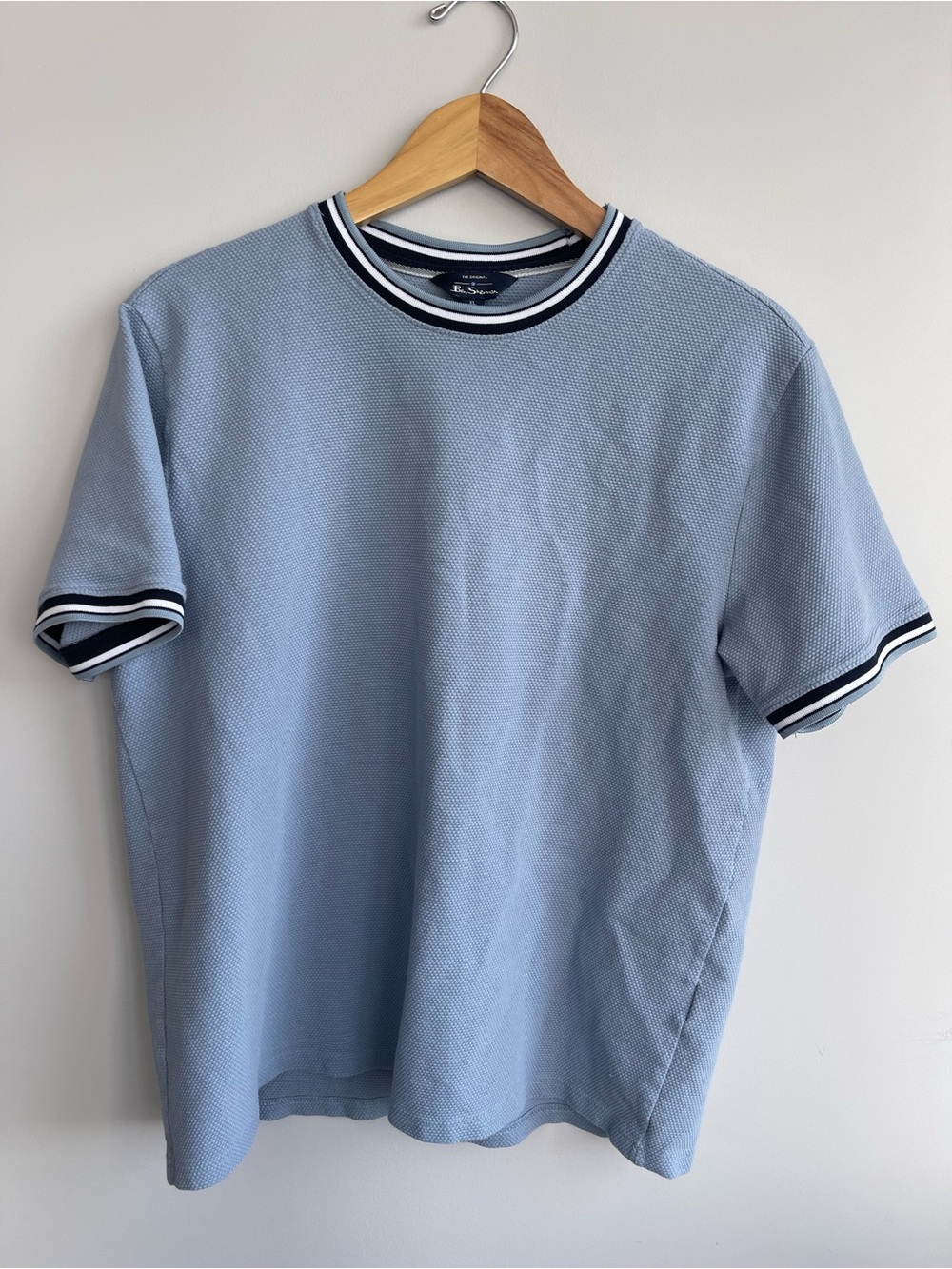 Ben Sherman Light Blue Short Sleeve Polo Tee with Navy & White Trim